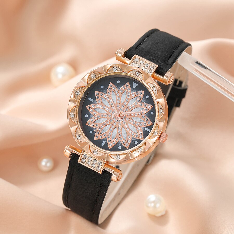 Uhren-Geschenk-Set-Uhr-Armband-Halskette-Ohrringe-Fingerring #01 – Bild 6