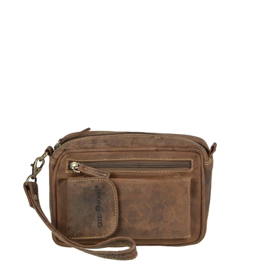 Handgelenktasche Leder 14x21cm Vintage 1732 | Greenburry.de