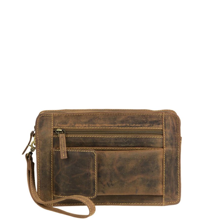 Handgelenktasche Herren Leder 15x23cm Vintage 1732M | Greenburry.de