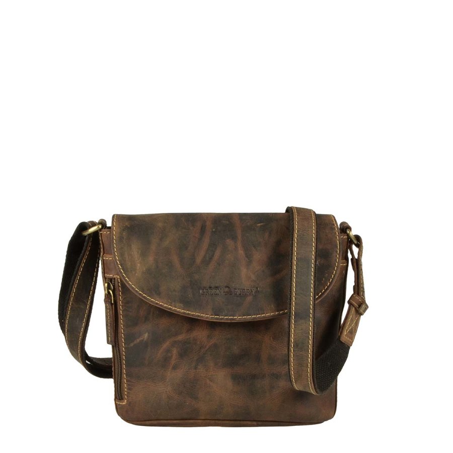 Schultertasche Leder 23x20cm "Vintage" antikbraun 1727-25 | Greenburry