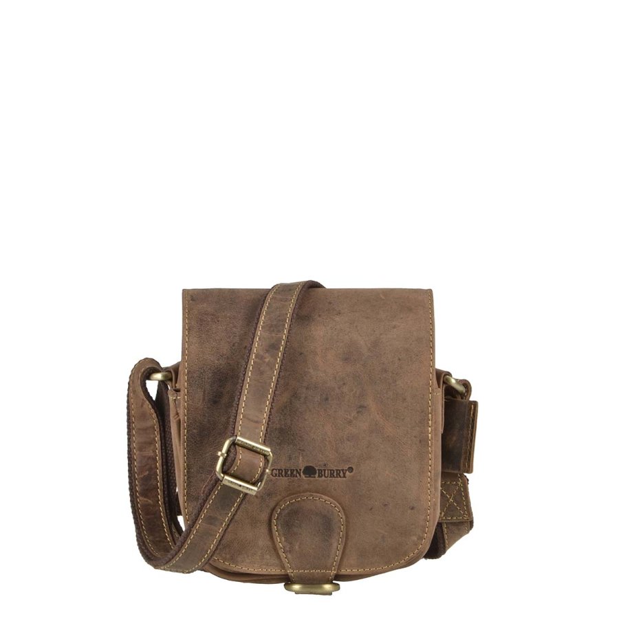 Schultertasche Leder 16x20cm "Vintage" antikbraun 1738-25 | Greenburry