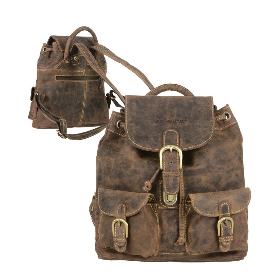 Rucksack Leder 27x29cm "Vintage" antikbraun 1711S-25 | Greenburry.de