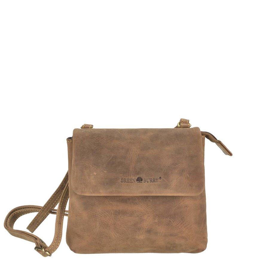 Schultertasche Leder 19x17cm "Vintage" antikbraun 1583-25 | Greenburry