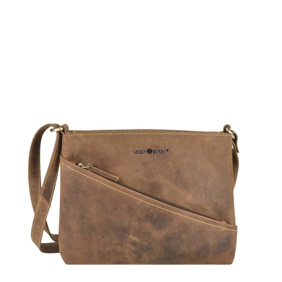 Schultertasche Leder 27x20cm "Vintage" antikbraun 1582-25 | Greenburry