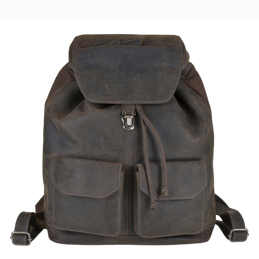 Rucksack Leder 32x36cm "Vintage Revival Limited" tabakbraun | Greenbur