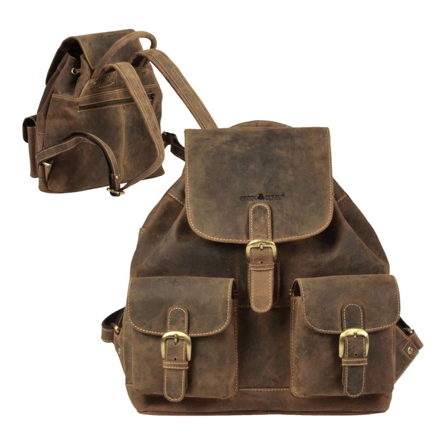 Rucksack Leder 32x33cm "Vintage" antikbraun 1711M-25 | Greenburry.de