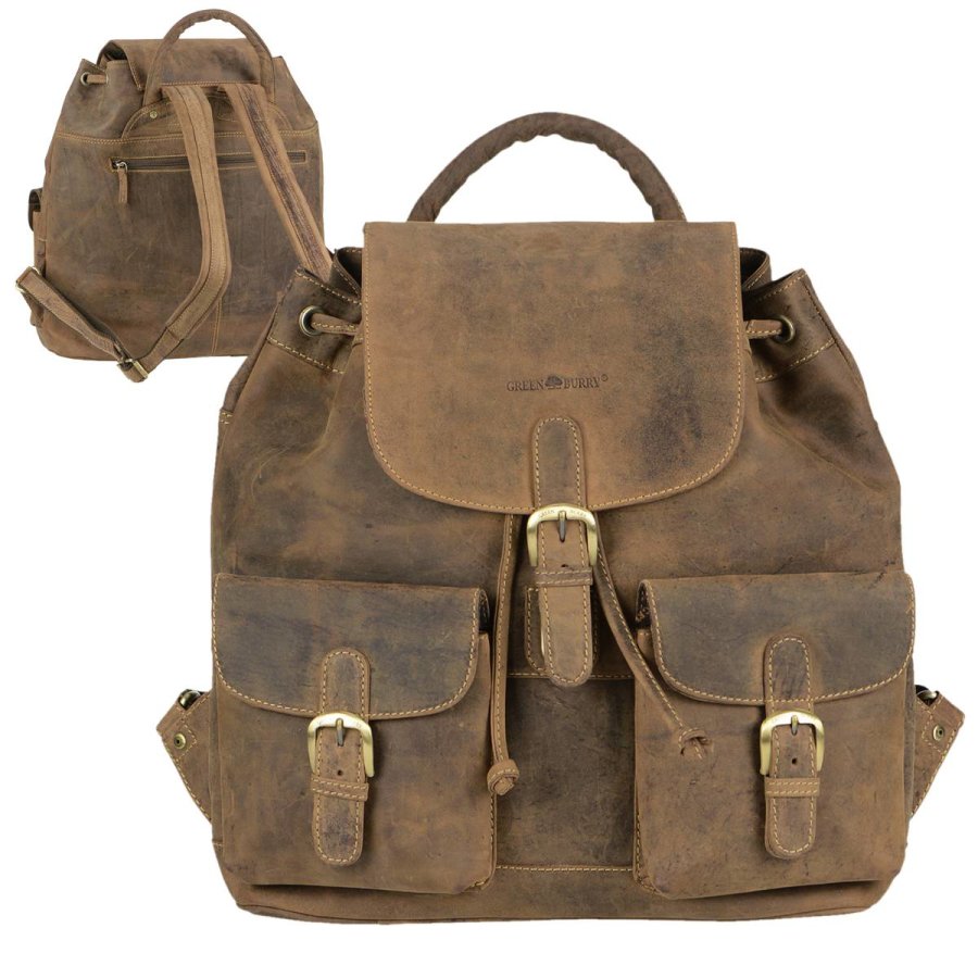 Rucksack Leder 38x40cm "Vintage" antikbraun 1711-25 | Greenburry.de