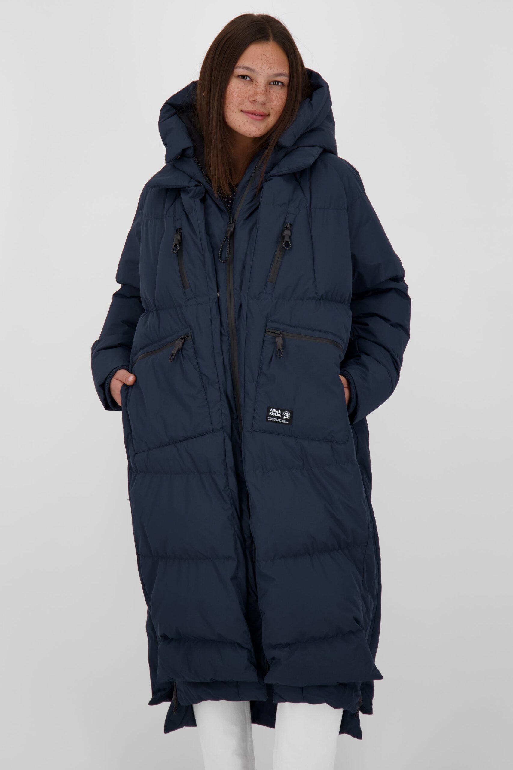 Damen Winterjacke Lang - Pufferjacke RihannaAK A Dunkelblau