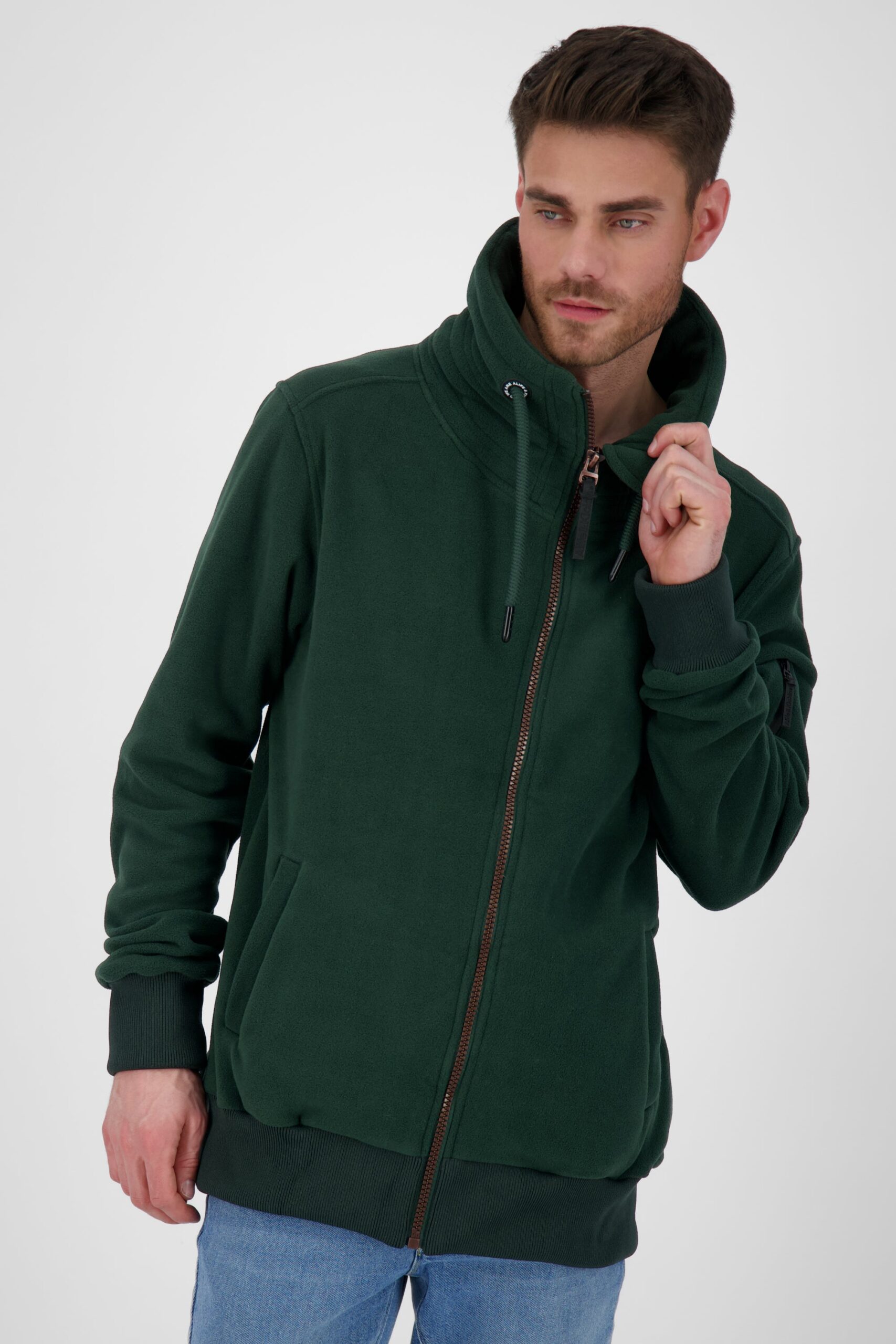 Die sportliche Fleecejacke EliasAK F von Alife and Kickin für Herren Dunkelgrün