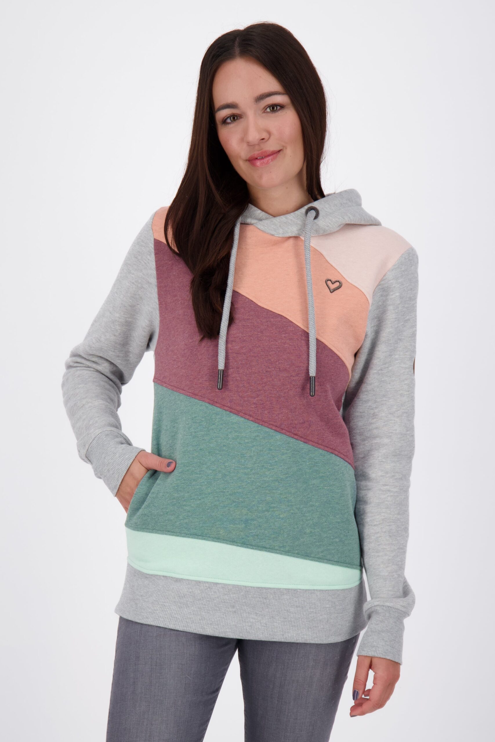 Damen Sweatshirt LeniAK A - Colorblocking-Look Grau