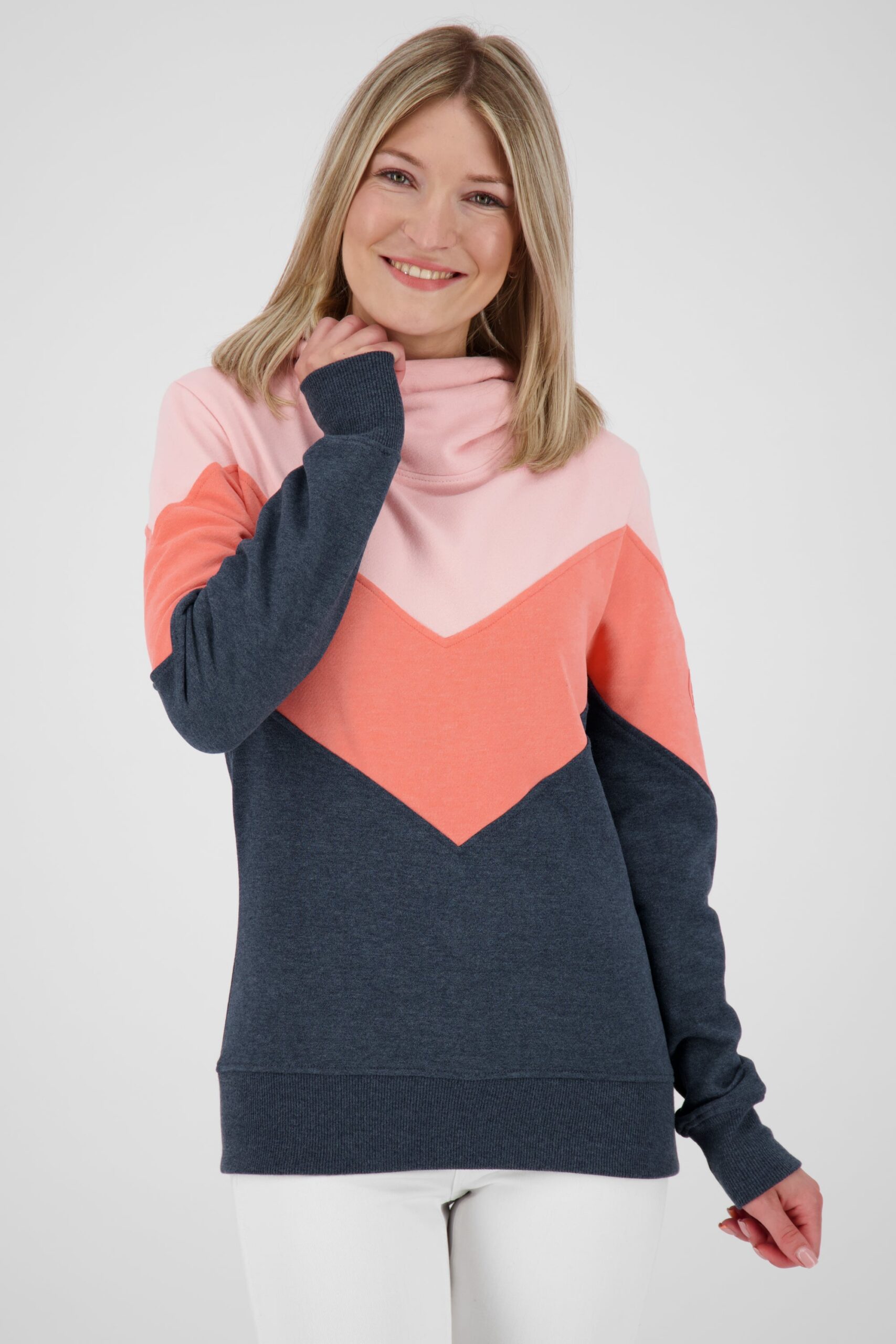 Damen Kapuzensweater StanaAK A: Trendiges Colorblocking Dunkelblau