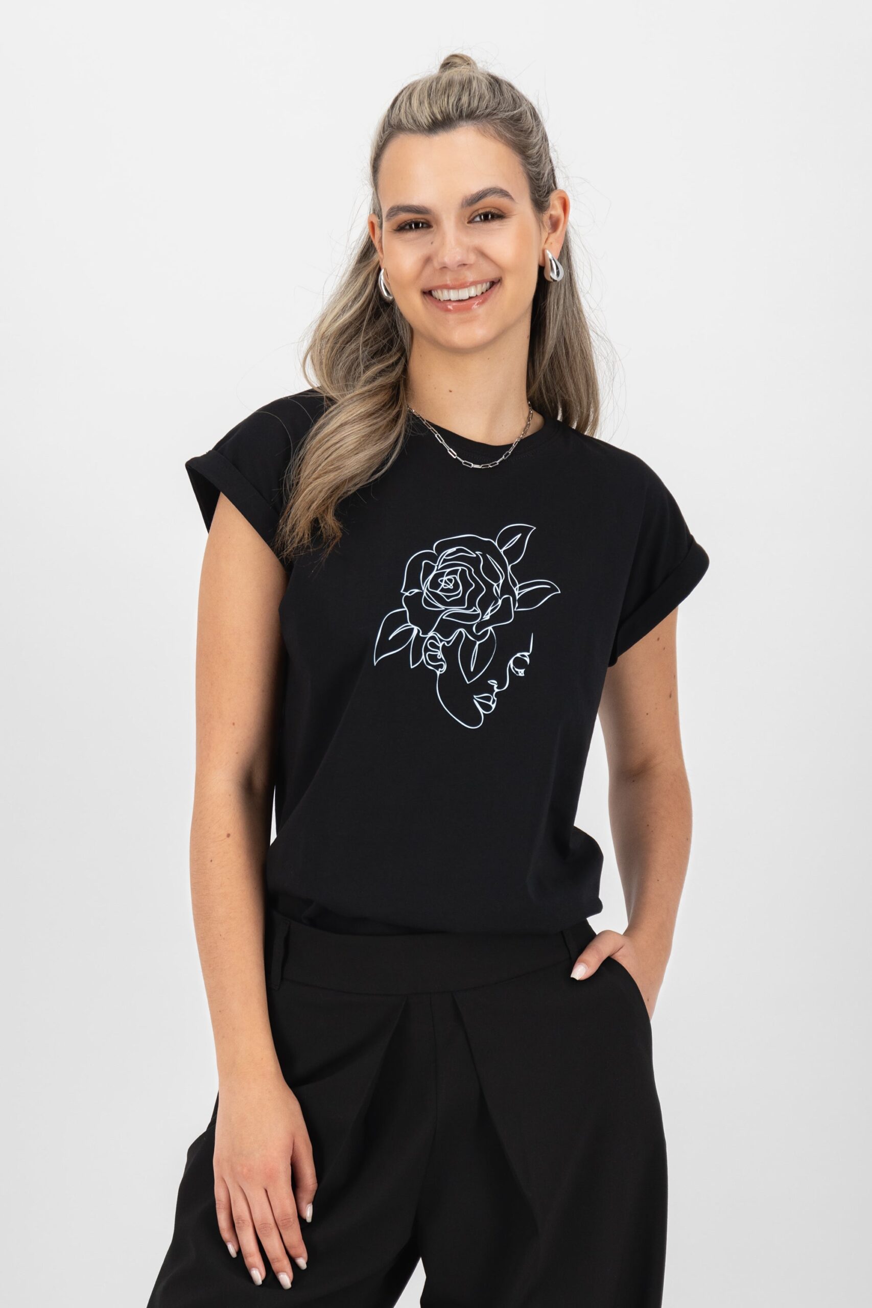 EnidAK P Shirt rose face Schwarz