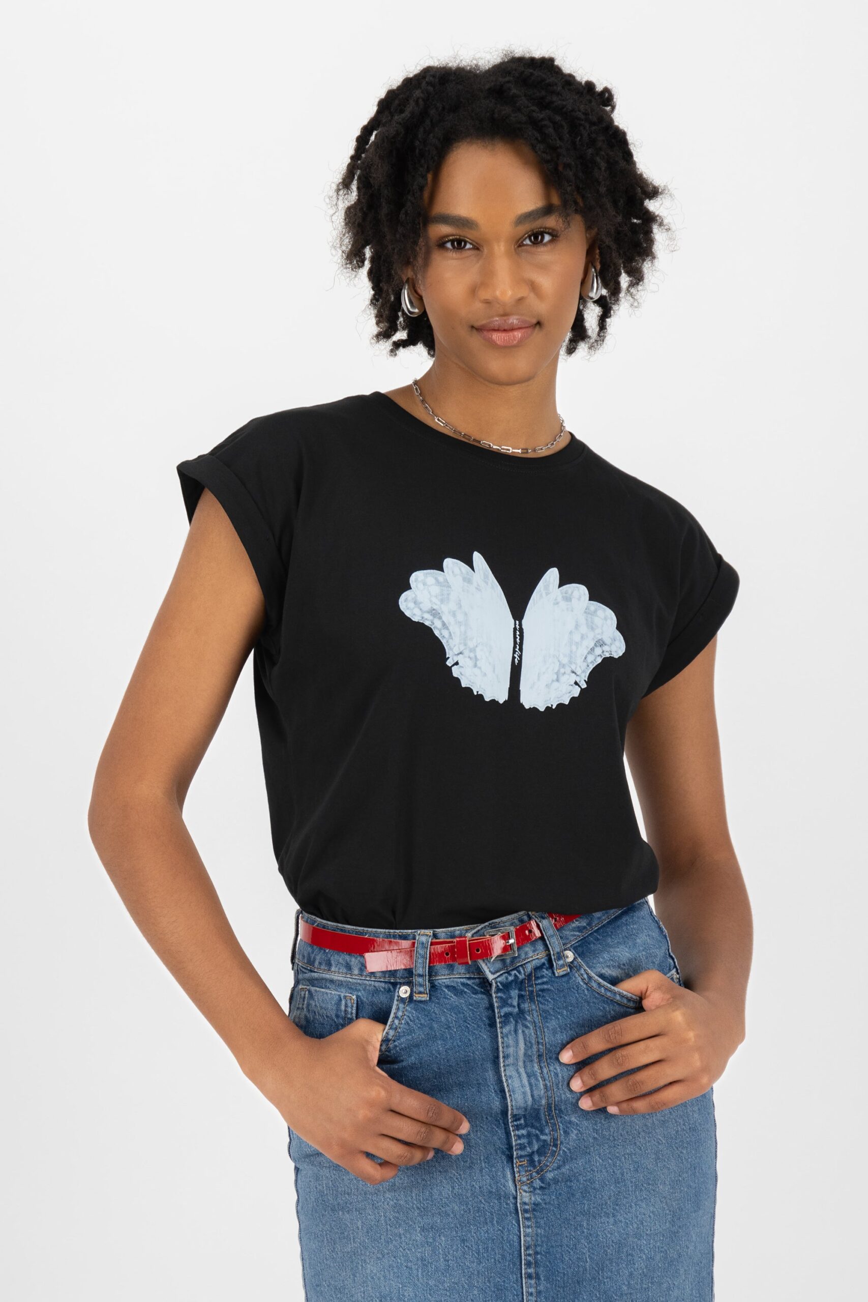 EnidAK P Shirt butterfly wings Schwarz