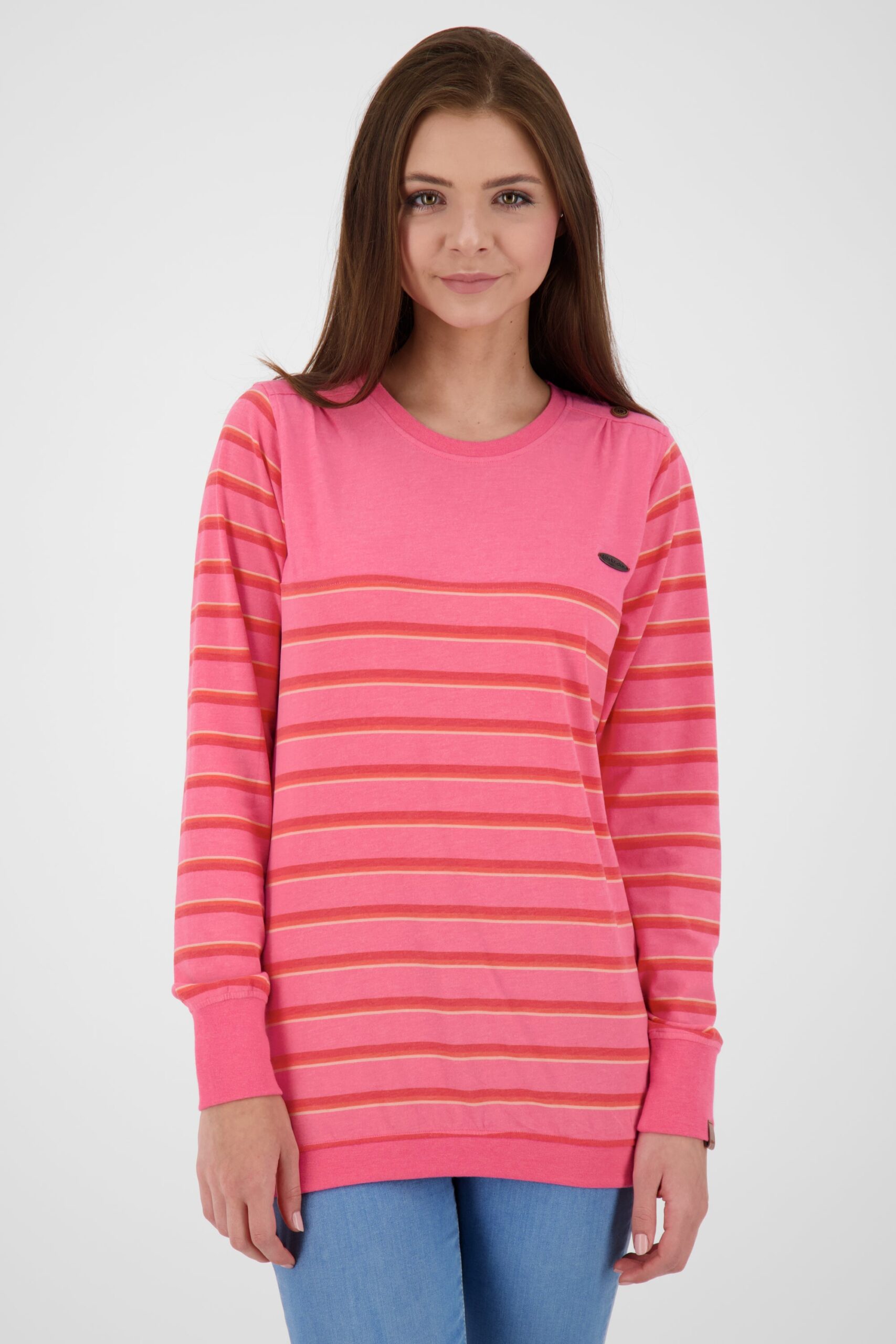Damen Langarmshirt LeonieAK - Stylische Streifenmuster Pink