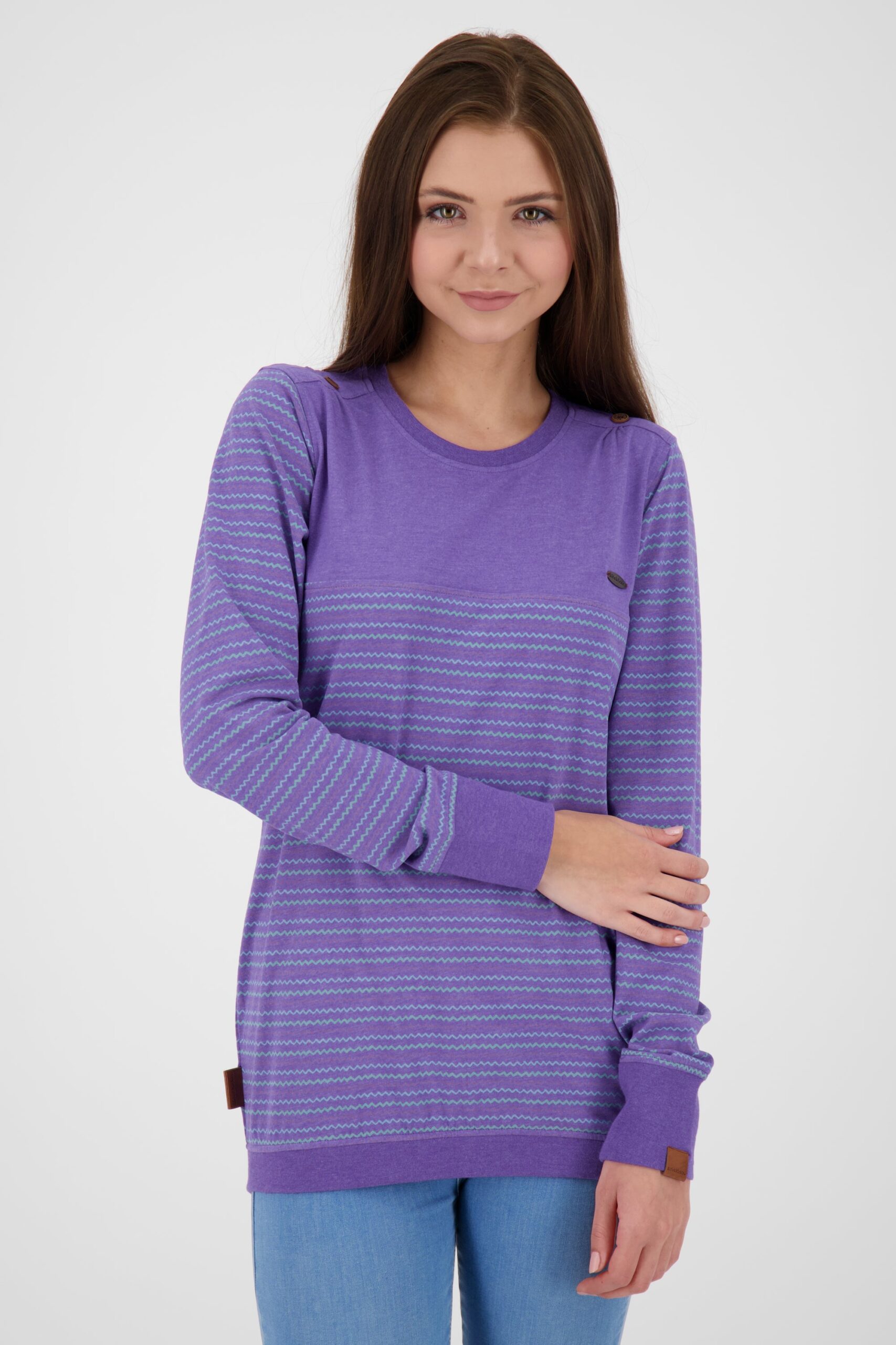 Damen Langarmshirt LeonieAK - Stylische Streifenmuster Violett