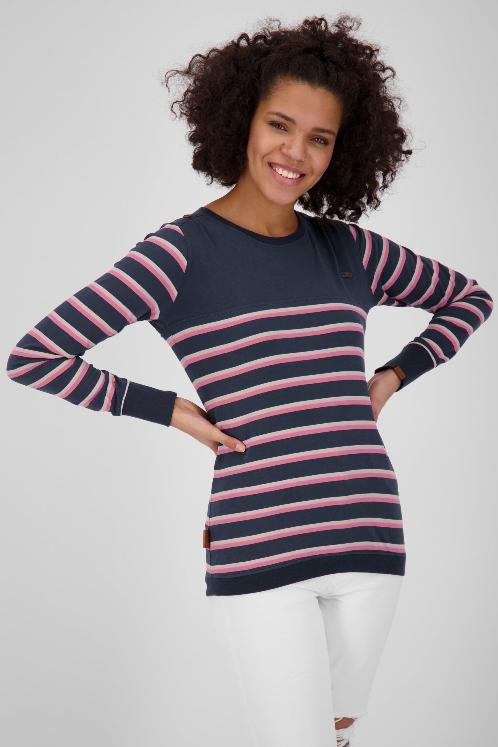 Damen Langarmshirt LeonieAK - Stylische Streifenmuster Dunkelblau