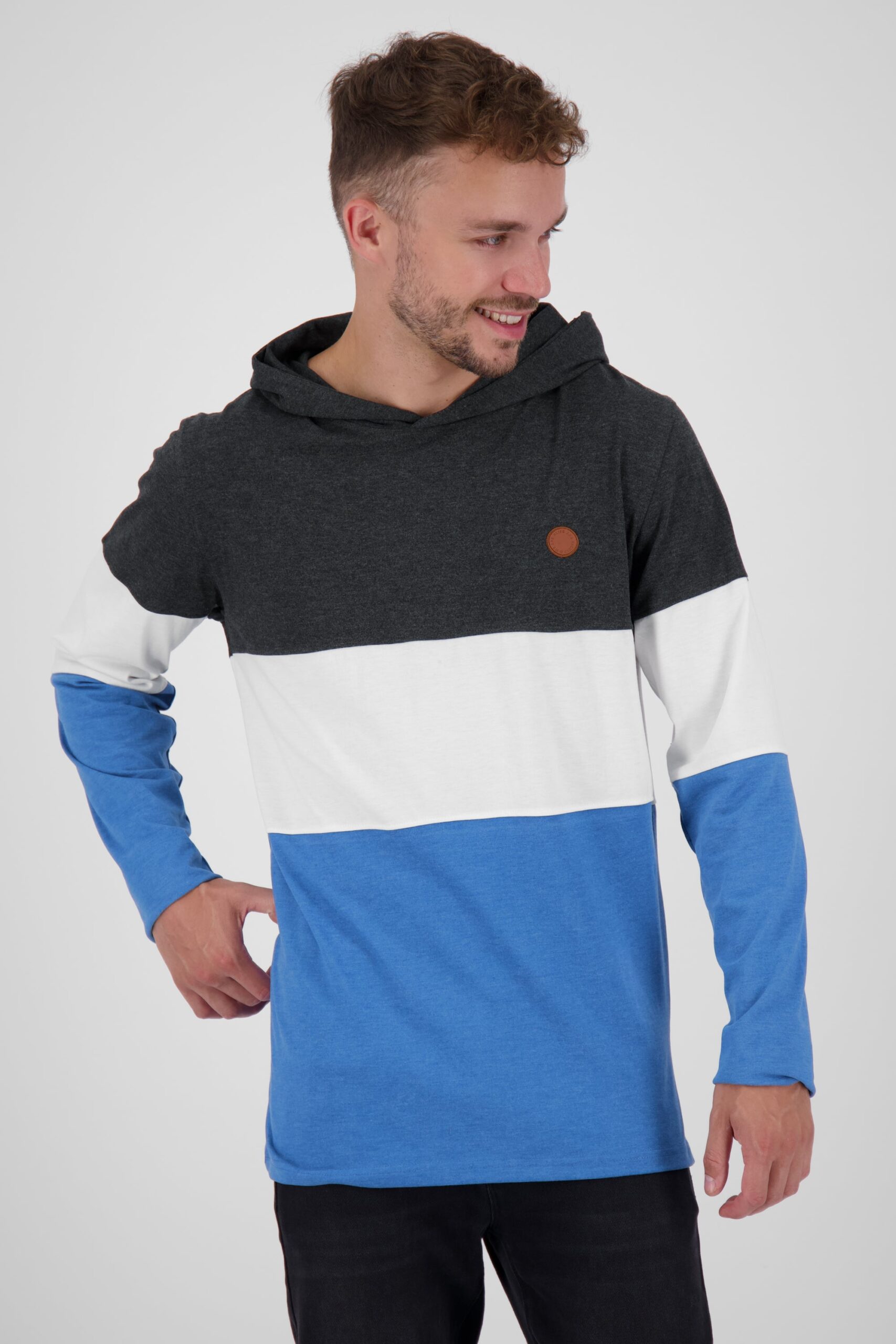 Hochwertiges Langarmshirt Herren mit Kapuze KingstonAK A Schwarz