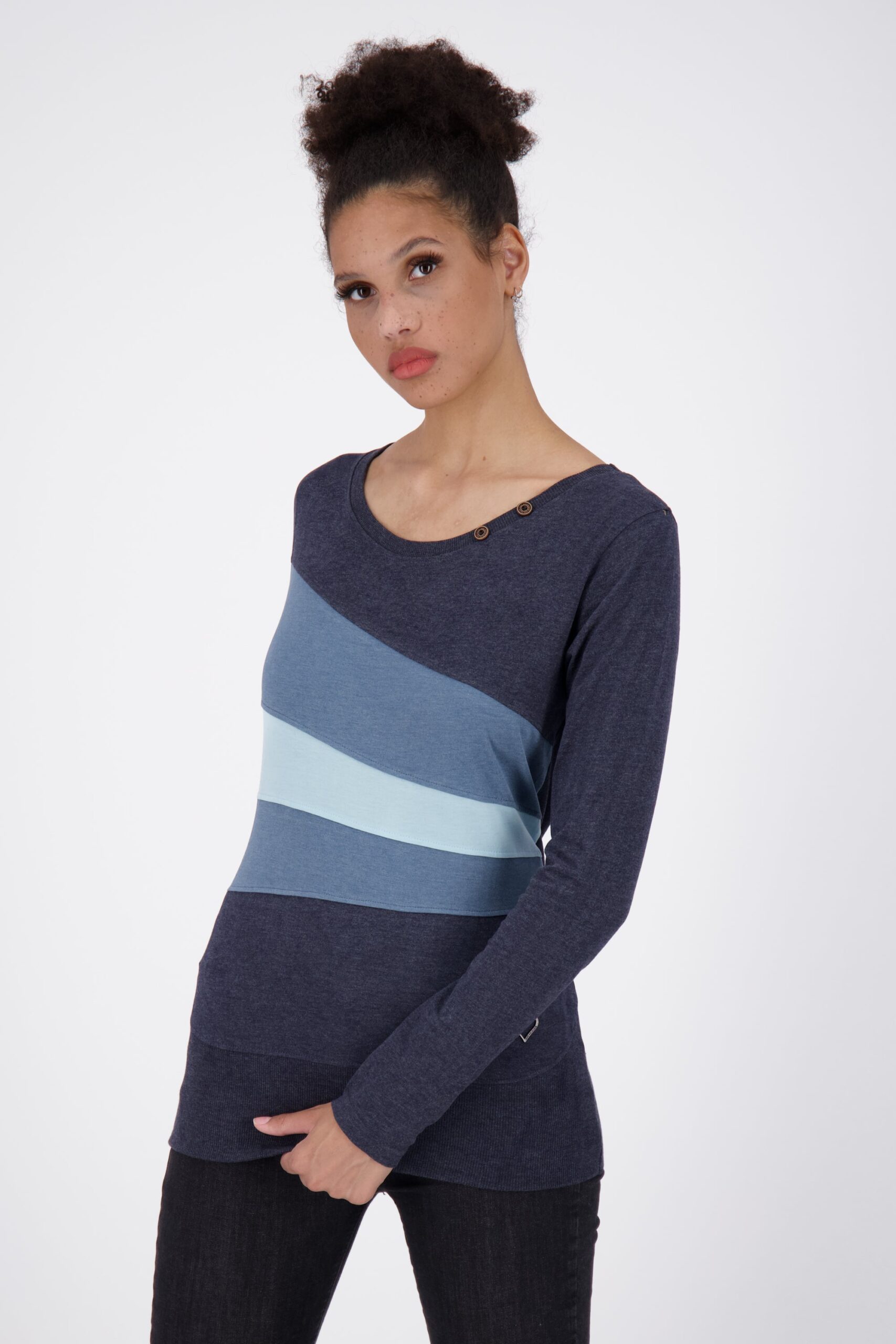 Damen Longsleeve CliaAK A Einzigartiges Design für Deinen Lifestyle Dunkelblau