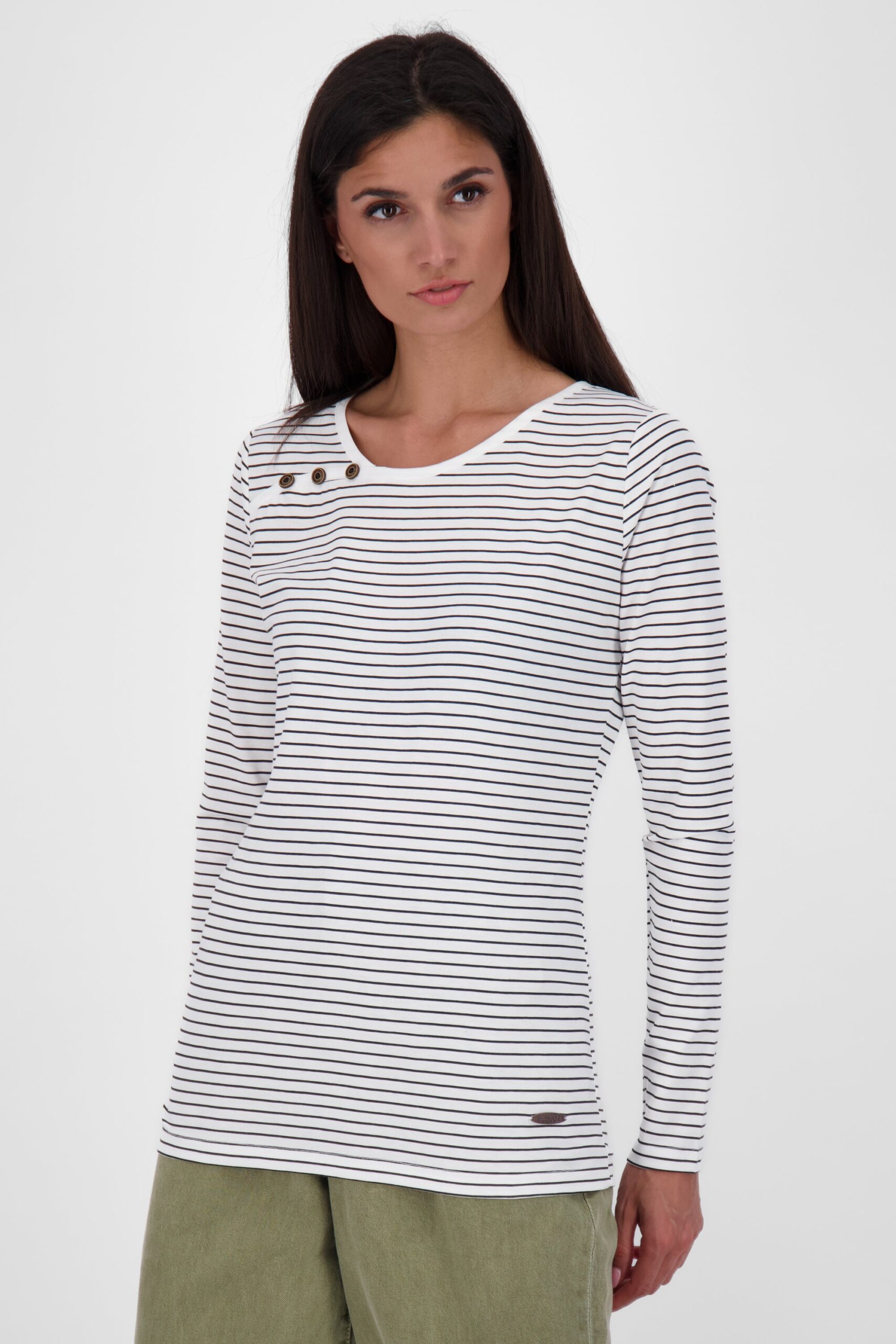 Damen Longsleeve JanetAK Z gestreift Weiß