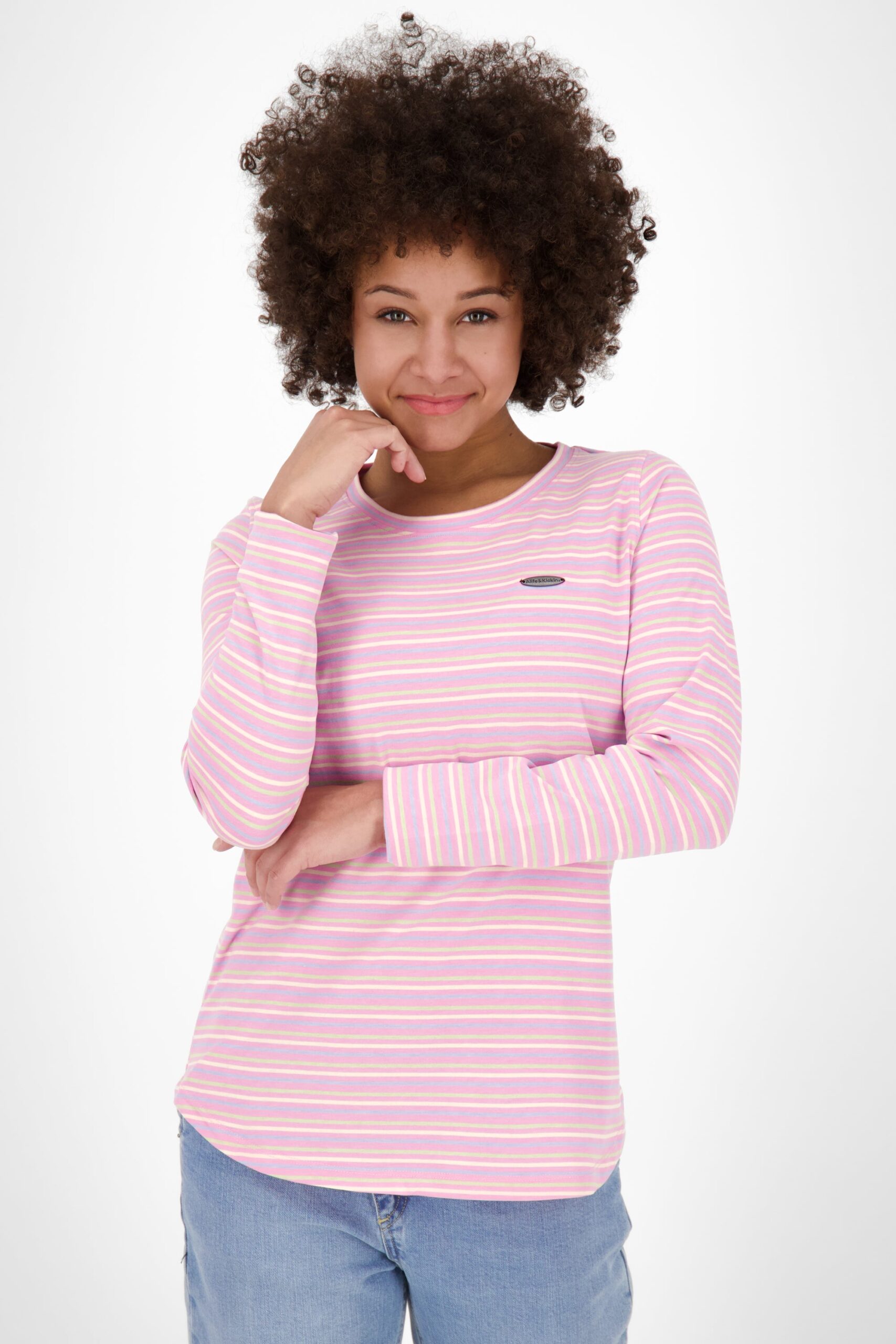 Damen Longsleeve LeaAK Z mit modischen Streifen Pink