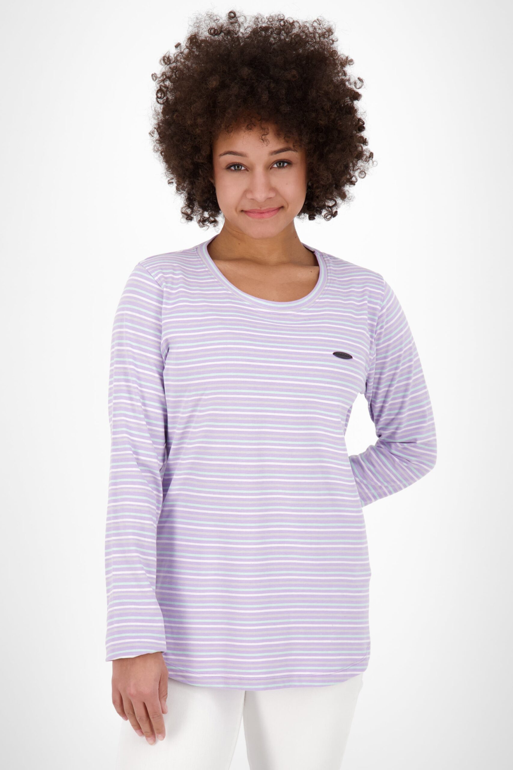 Damen Longsleeve LeaAK Z mit modischen Streifen Violett