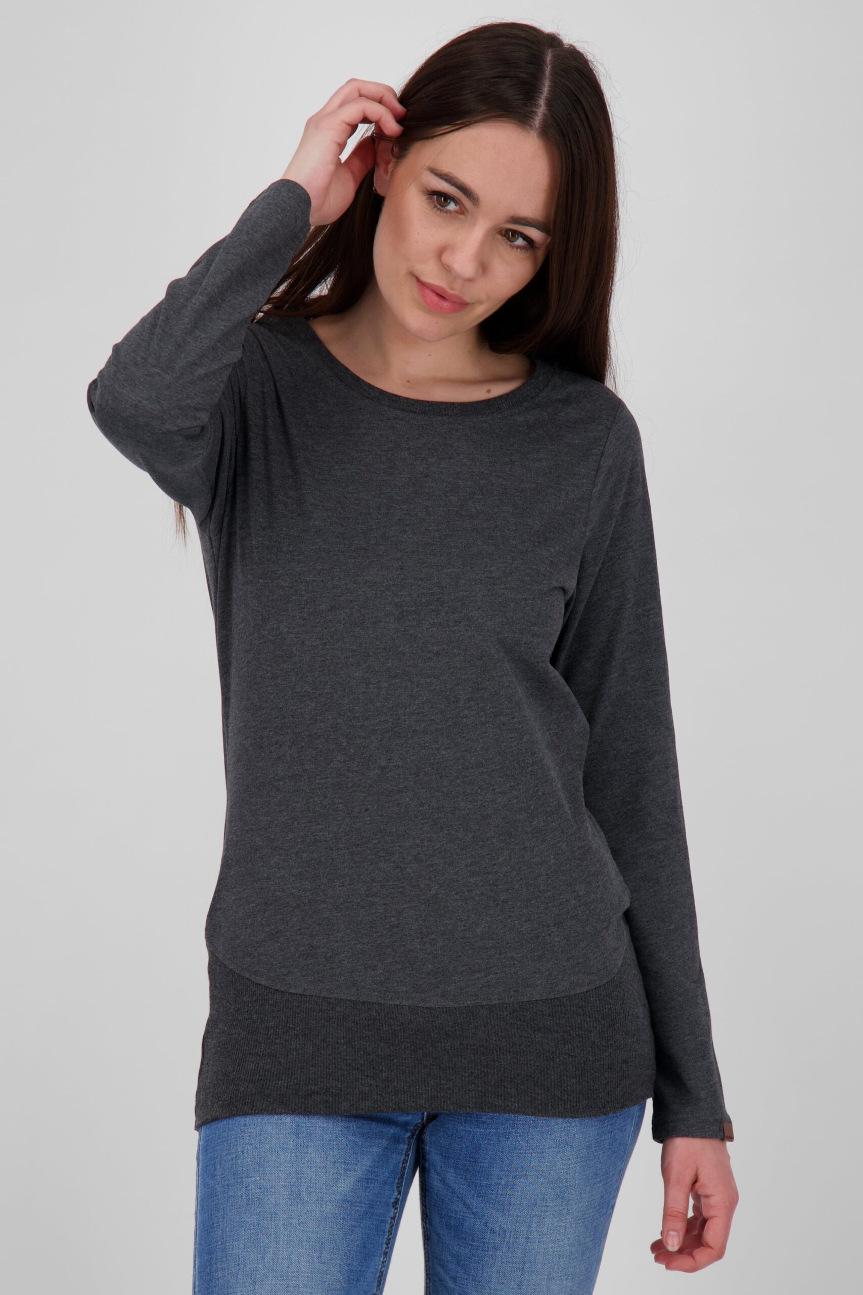 CoralieAK A Damen Langarmshirt in verschiedenen Farben Schwarz