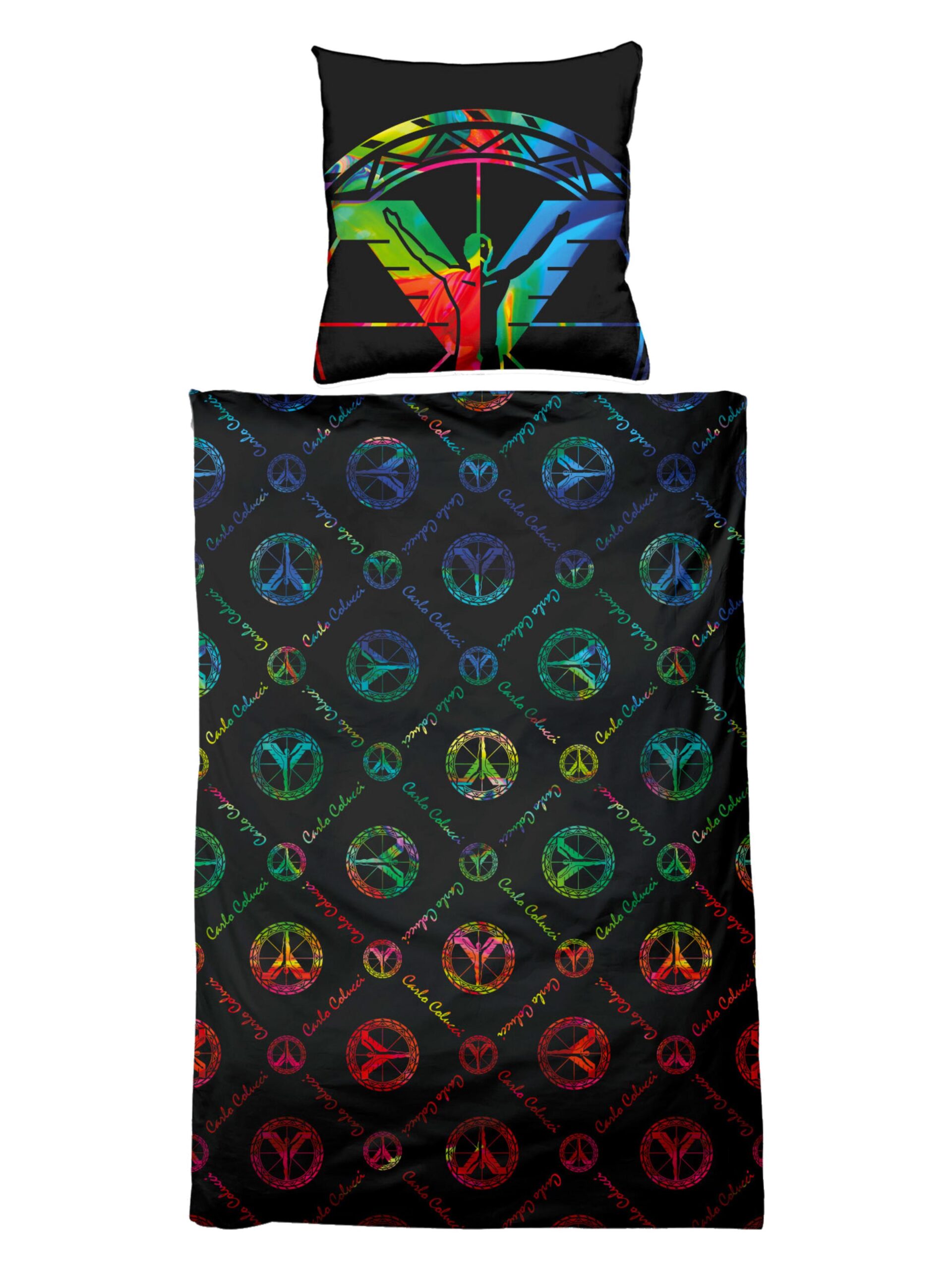 Bettwaesche-Set mit bunten Monogrammen