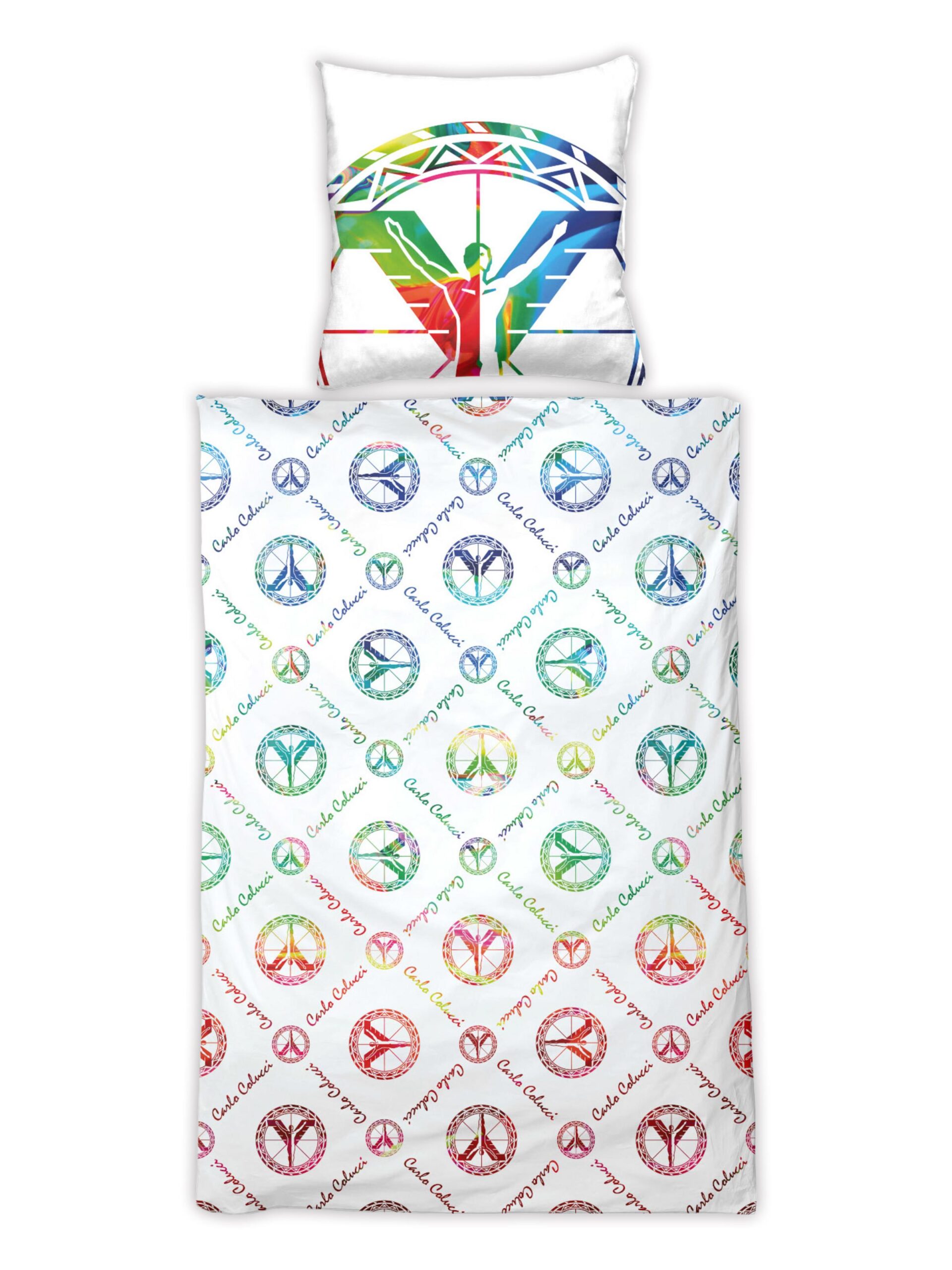 Bettwaesche-Set mit bunten Monogrammen