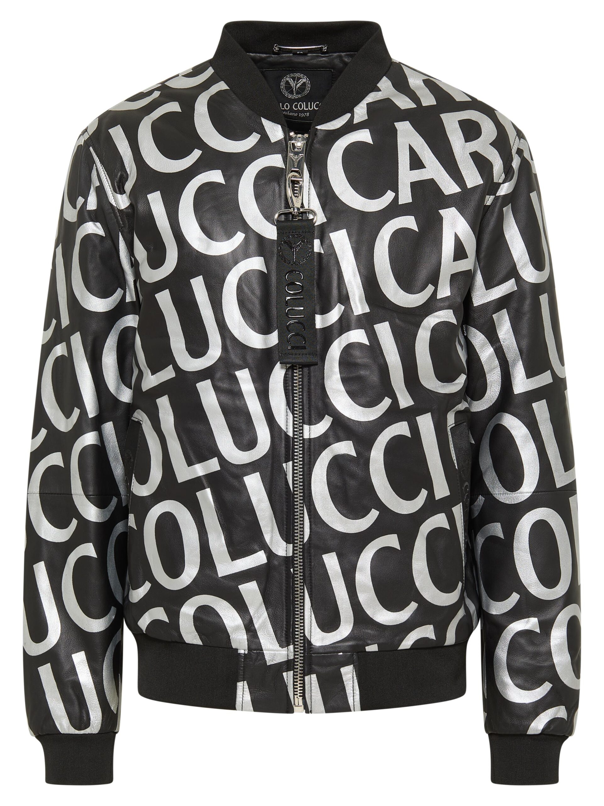 Lederblouson mit Schriftzug