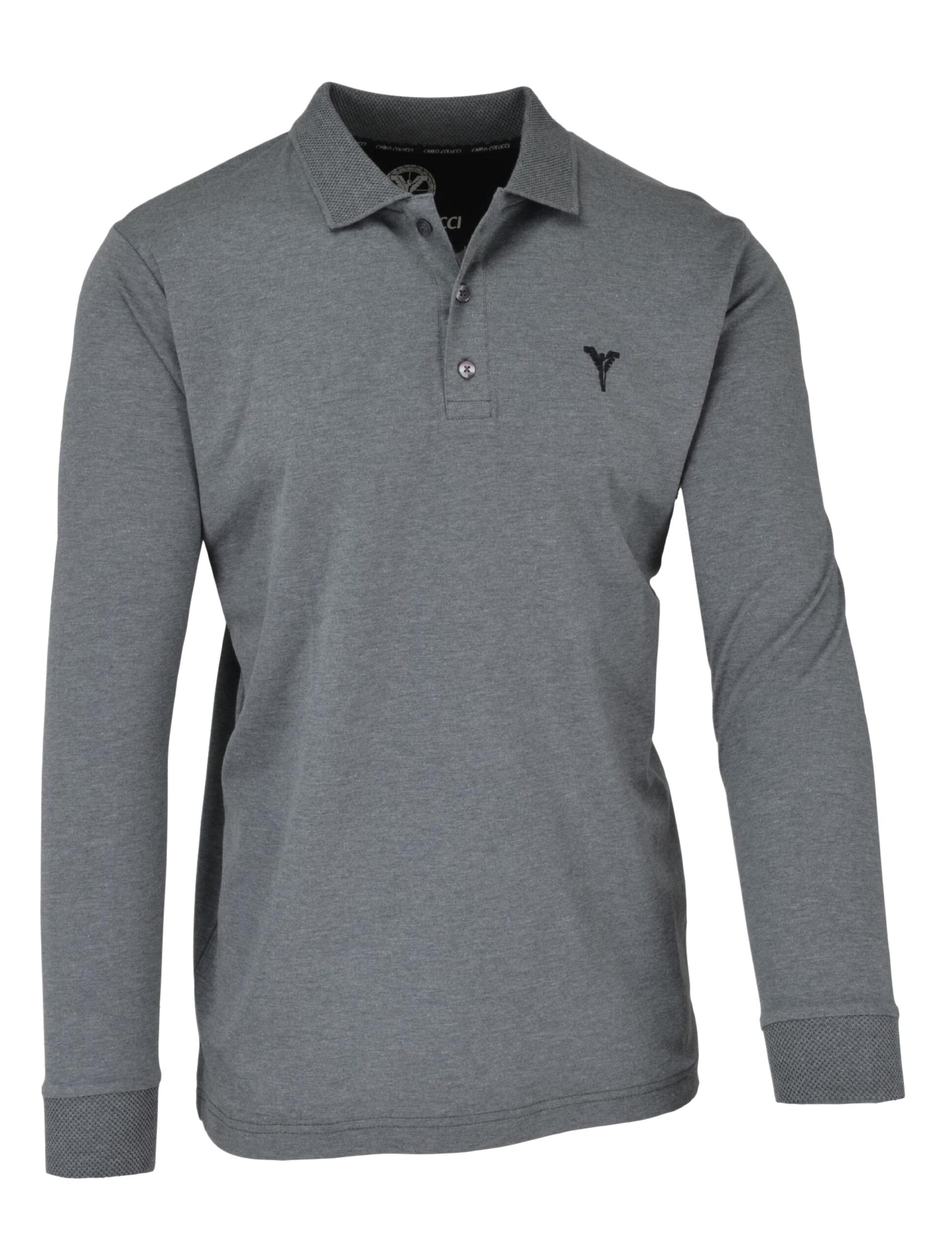 Unifarbenes Langarm-Poloshirt