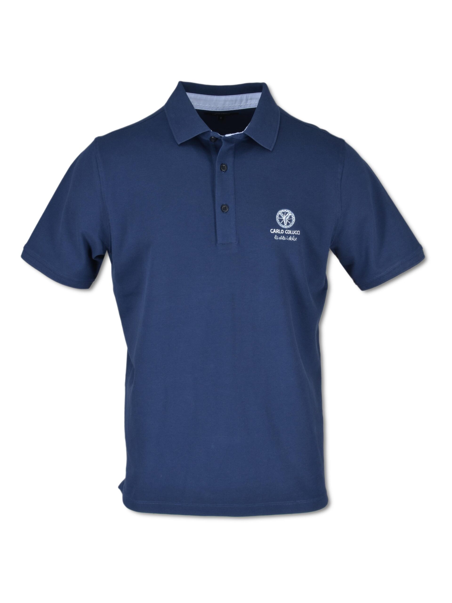 Unifarbenes Poloshirt mit Logo in Kontrastfarben