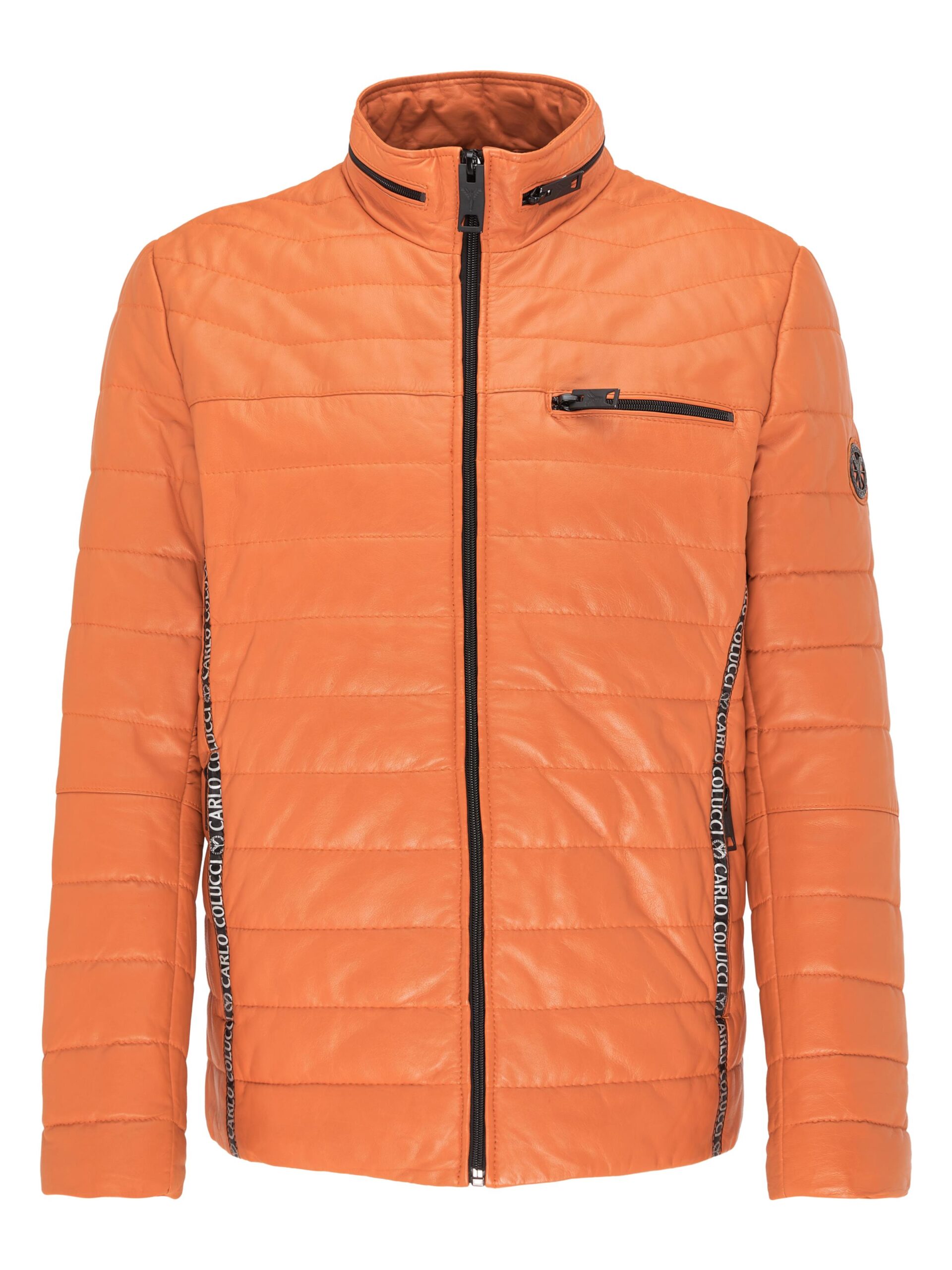 Wattierte Herren Lederjacke GULF mit Stehkragen