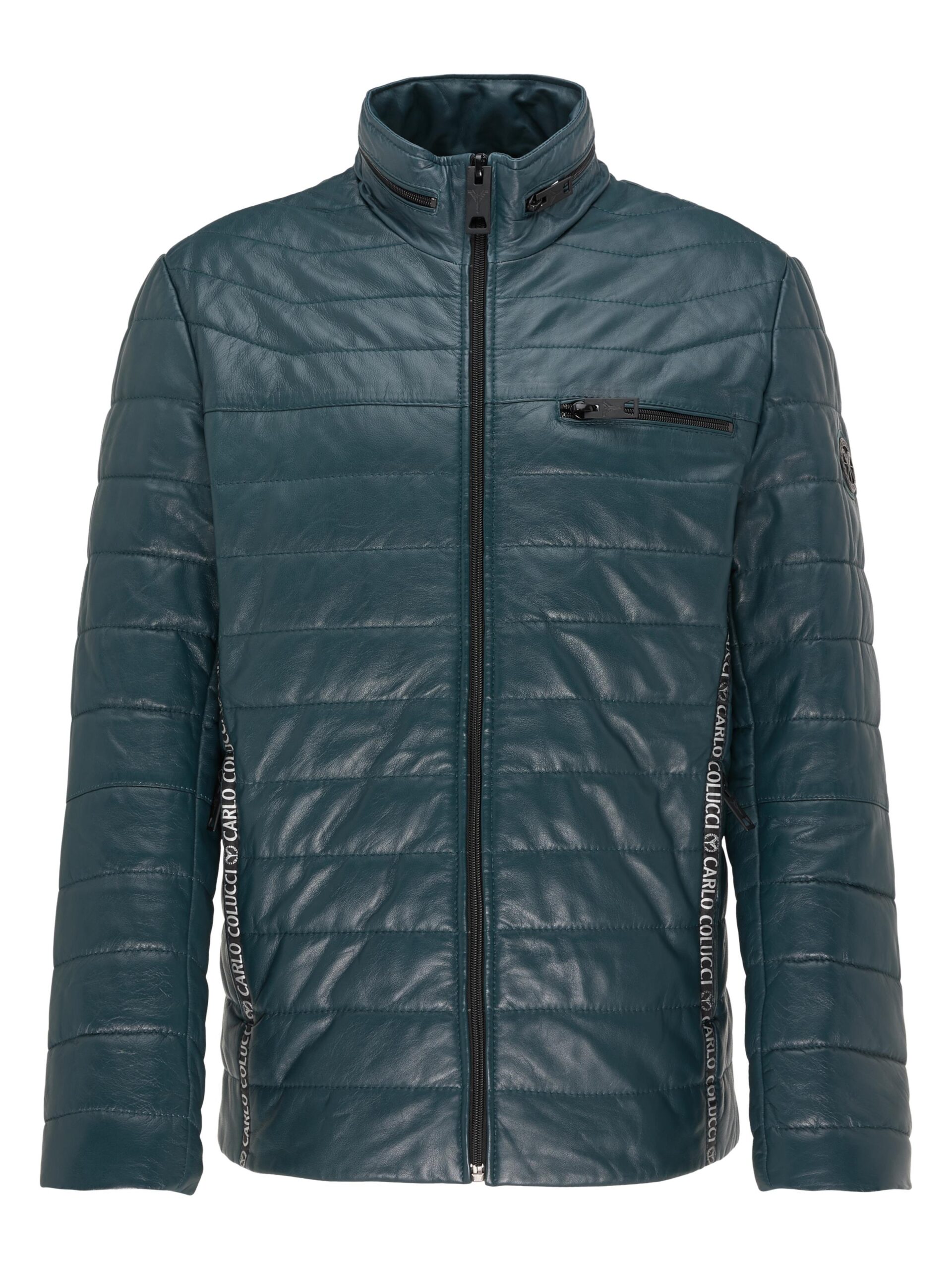 Wattierte Herren Lederjacke GULF mit Stehkragen