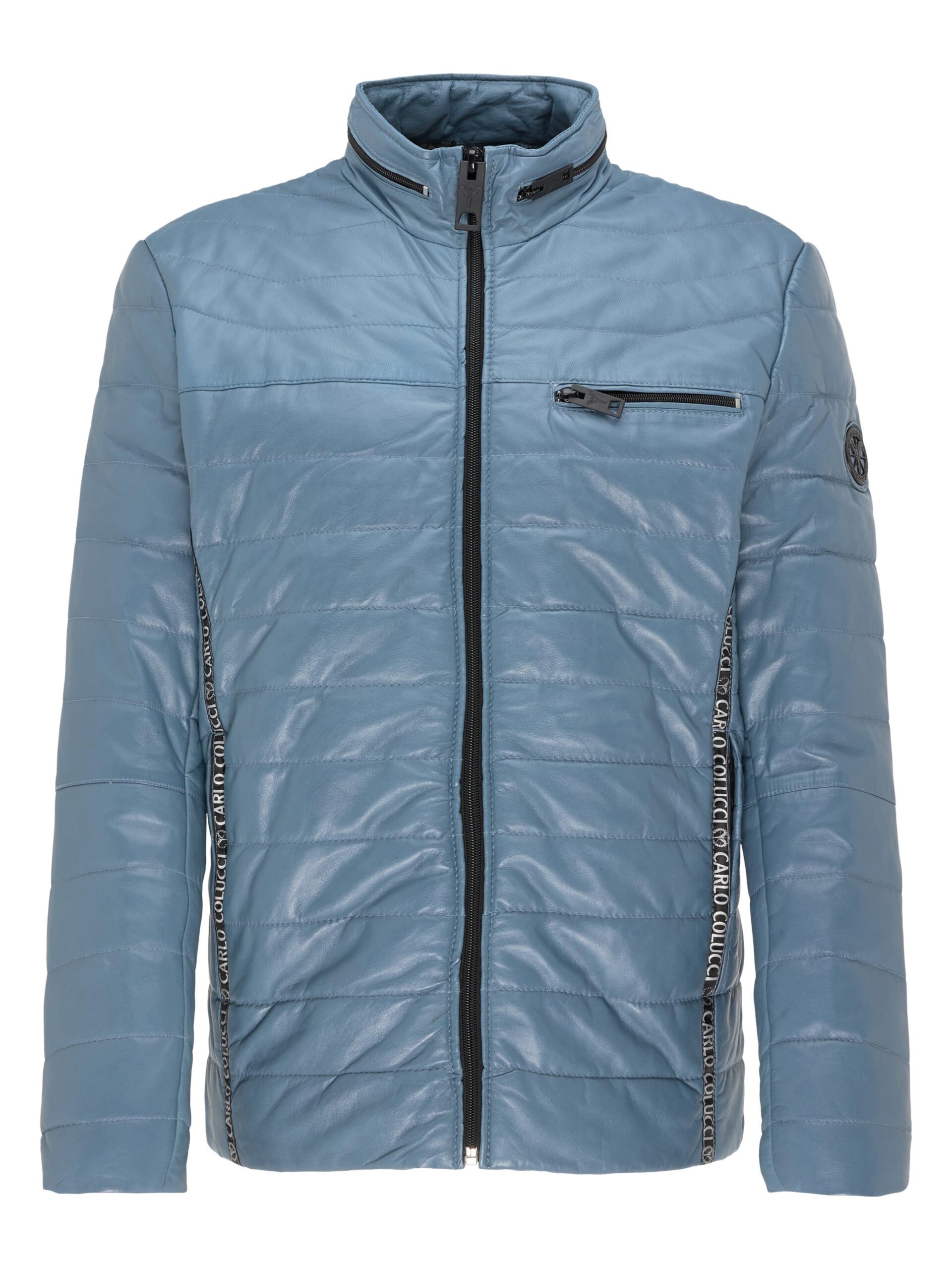 Wattierte Herren Lederjacke GULF mit Stehkragen