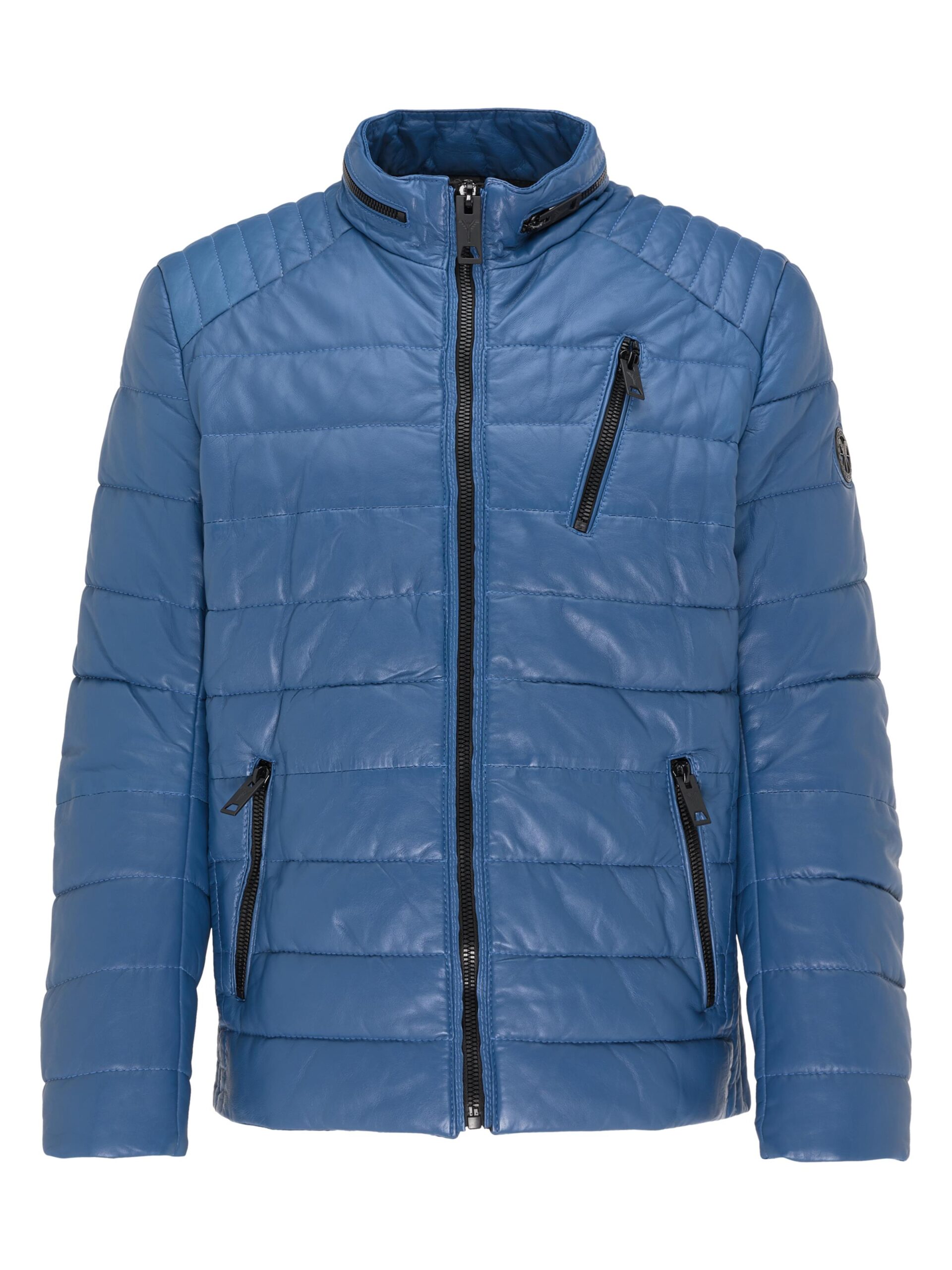 Wattierte Herren Lederjacke LUKAS im Biker-Stil