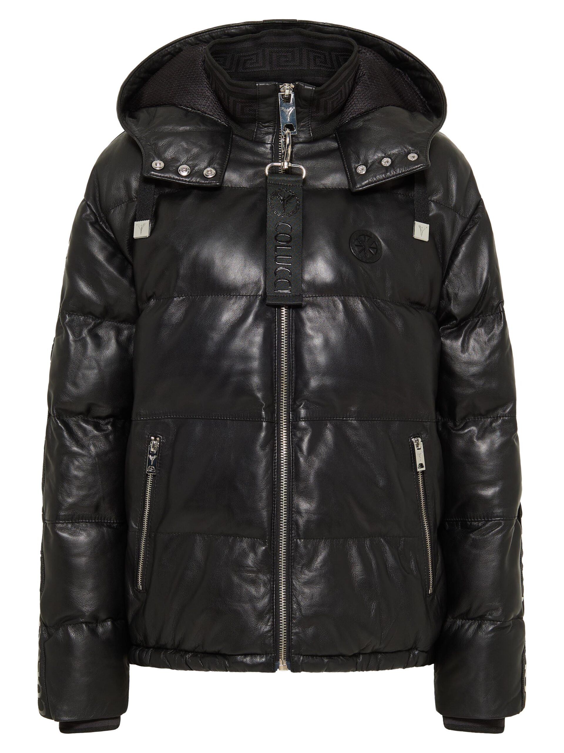 Wattierte Lederjacke