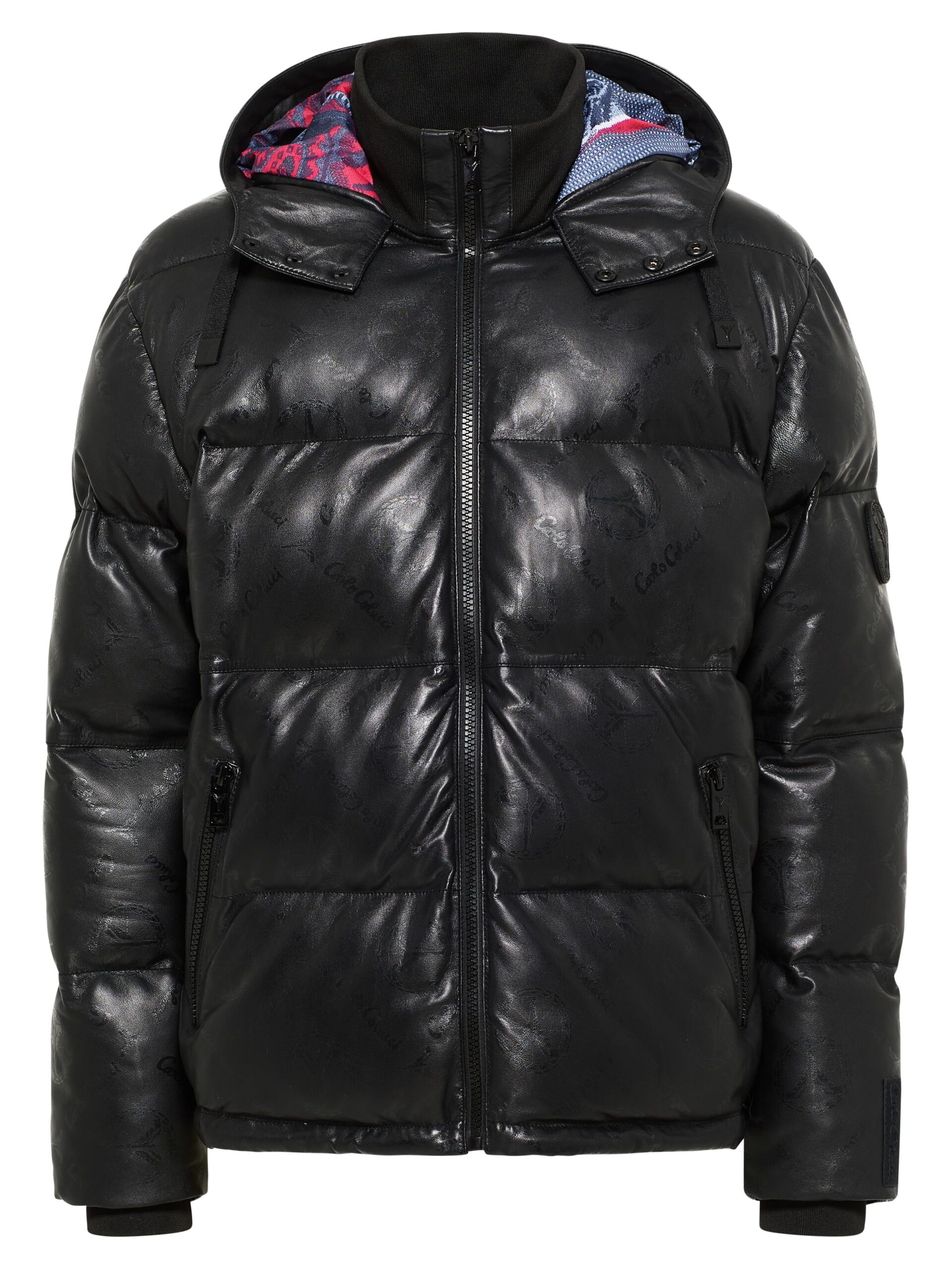 Wattierte Oversize Lederjacke mit Unique Badge